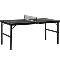 Tavolo Ping Pong Pieghevole 152x76x72 cm con Maniglia da Trasporto in Alluminio e Legno Nero