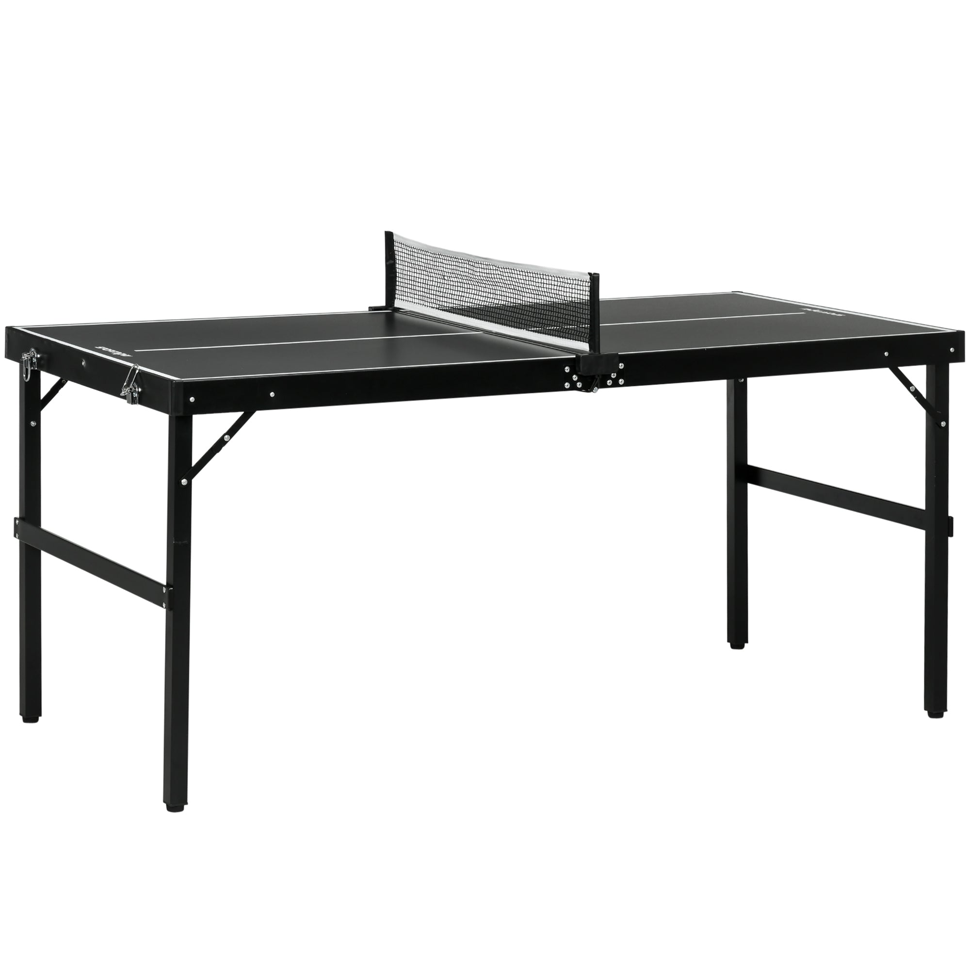 Tavolo Ping Pong Pieghevole 152x76x72 cm con Maniglia da Trasporto in Alluminio e Legno Nero