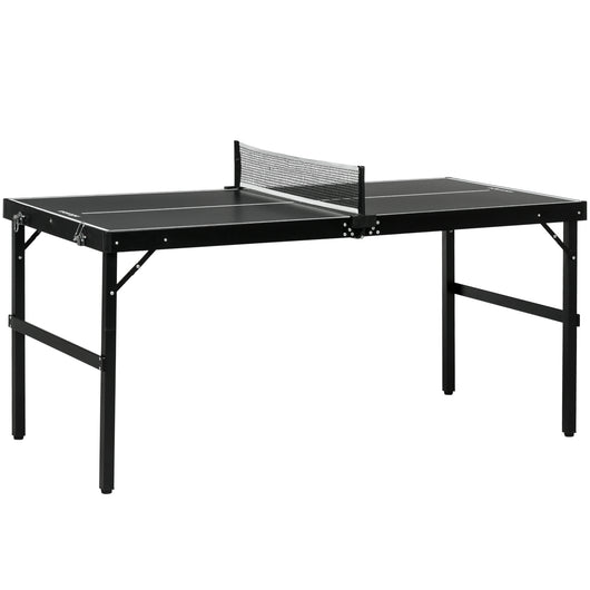 Tavolo Ping Pong Pieghevole 152x76x72 cm con Maniglia da Trasporto in Alluminio e Legno Nero