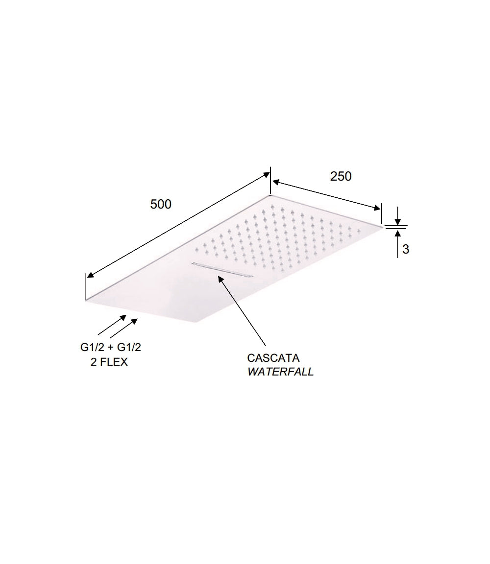 Soffione doccia moderno ultrapiatto parete in acciaio inox specchio