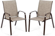 Set di 2 Sedie da Giardino, Sedie da Giardino per Patio in Textilene, con Braccioli Curvi, Telaio in Metallo, Sedia da Bistrot Portata 200 kg, Per Giardino Patio, 56 x 72 x 90 cm (Grigio)