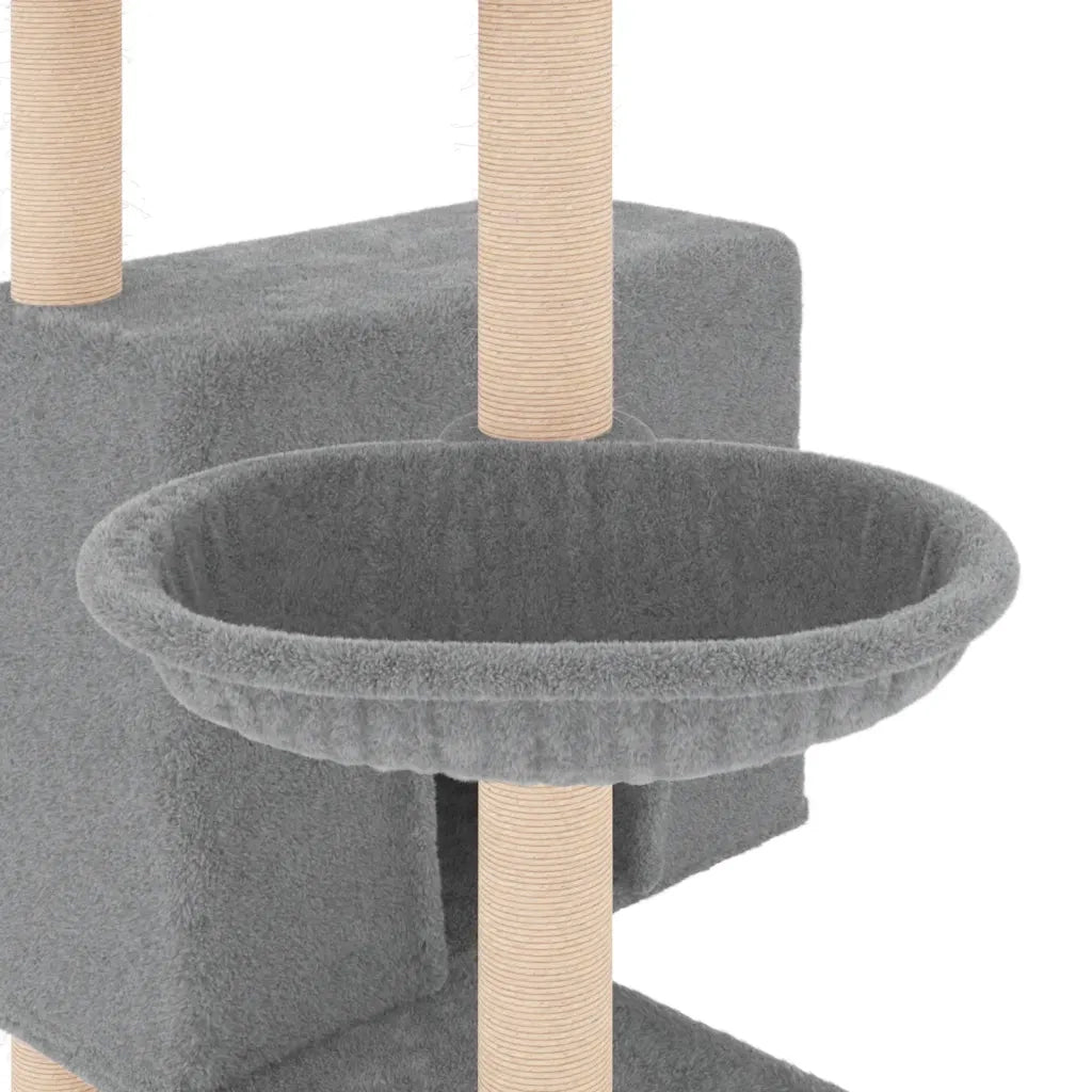 Albero per Gatti con Tiragraffi in Sisal Grigio Chiaro 143 cm 171730