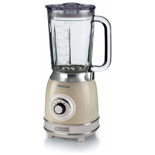 Ariete 583, Frullatore Vintage con tazza in vetro da 1,5 Litri, 4 Lame in Acciaio Inox, 4 Velocità + Pulse,1000 Watt, Beige