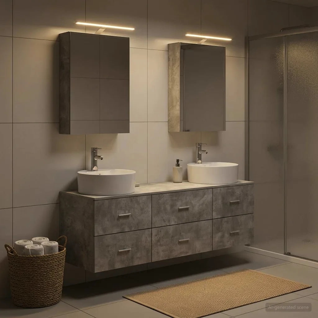 Set di mobili per il bagno 5 pcs Grigio Cemento 3406874