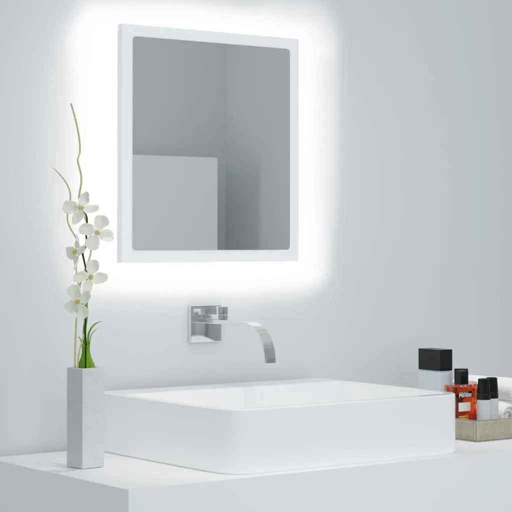Specchio da Bagno con LED-Specchio per Bagno Bianco 40x8,5x37 cm in Acrilico