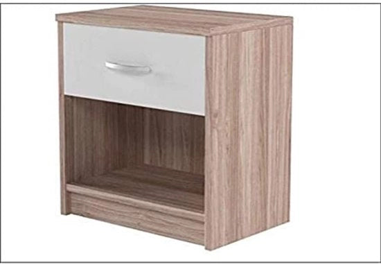 Cassettiera da Notte in Legno di Quercia - Cassettiera da Notte Bianca - Cassettiera da Notte con 1/2/3 Comparti - Cassettiera da Notte Moderna - Cassettiera da Notte con Spazio di Deposito - 39 cm di Larghezza, 54 cm di Altezza - Tavolo da Notte