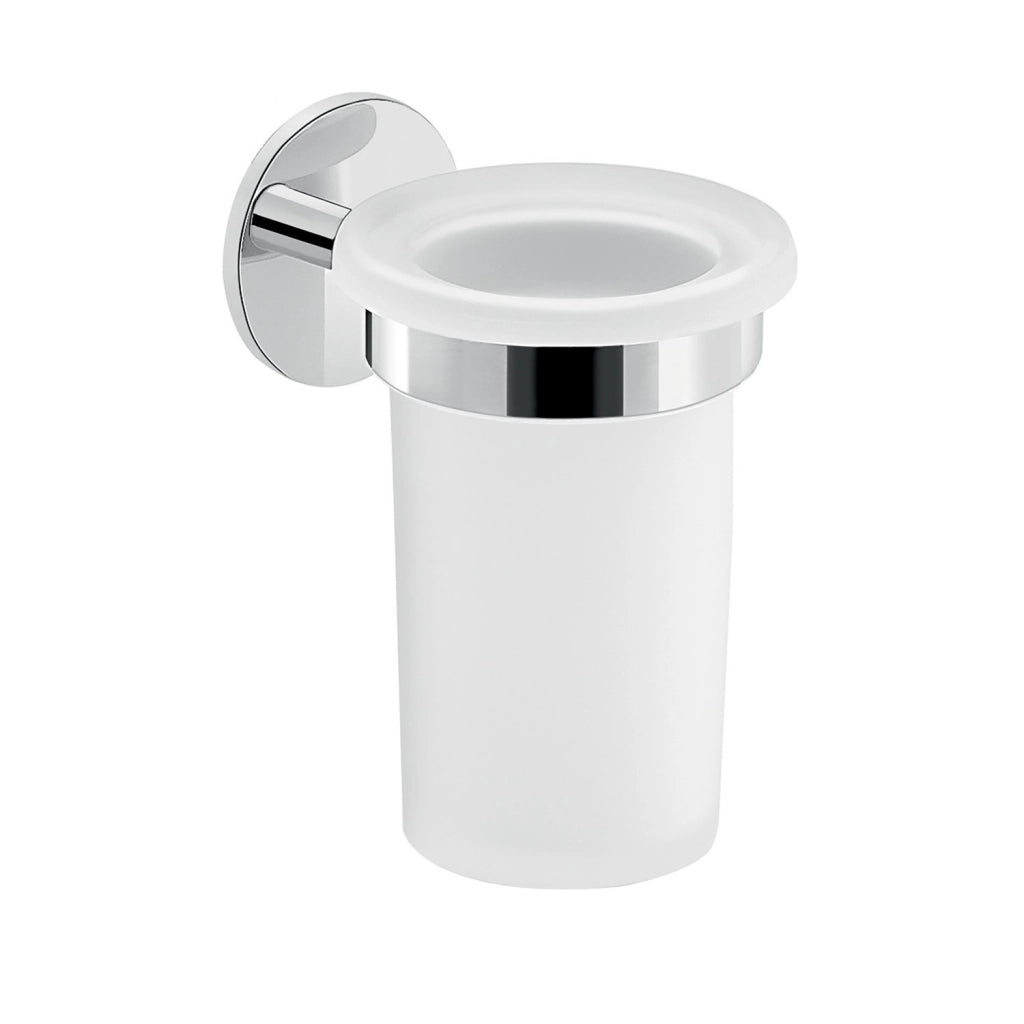 Portaspazzolini da muro in ottone e alluminio 3610 Gedy serie GEA Cromato