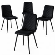 Set 4 Sedie Nero con Rivestimento in Velluto e Piedi Neri Seduta Ergonomica