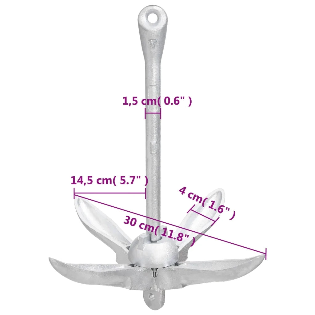 Ancora Pieghevole Argento 1,5 kg in Ferro Malleabile CFW5660978