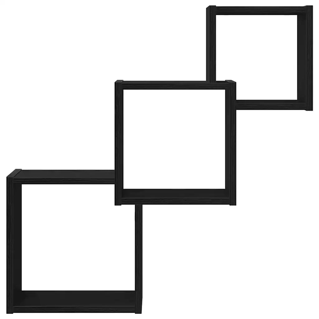 Mensole a Cubo Parete Rovere Nero 68x15x68 cm Legno Multistrato 862410