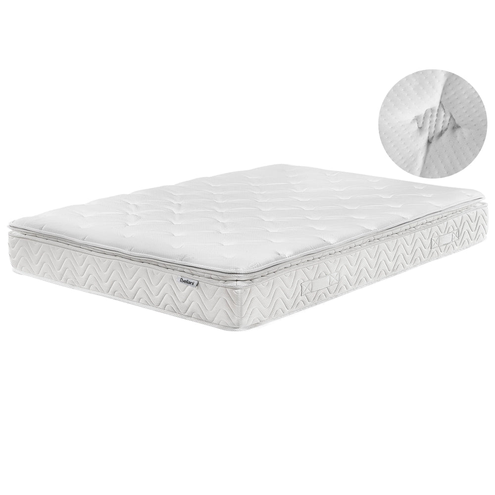 Materasso a molle insacchettate Tessuto di bambù bianco Double 140 x 200 cm 5 Zone medio Firm sfoderabile