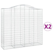 Set di 2 gabbioni ad arco per recinzione gabbia o muro di contenimento 200 x 50 x 180/200 cm ferro zincato argento 02_0041352