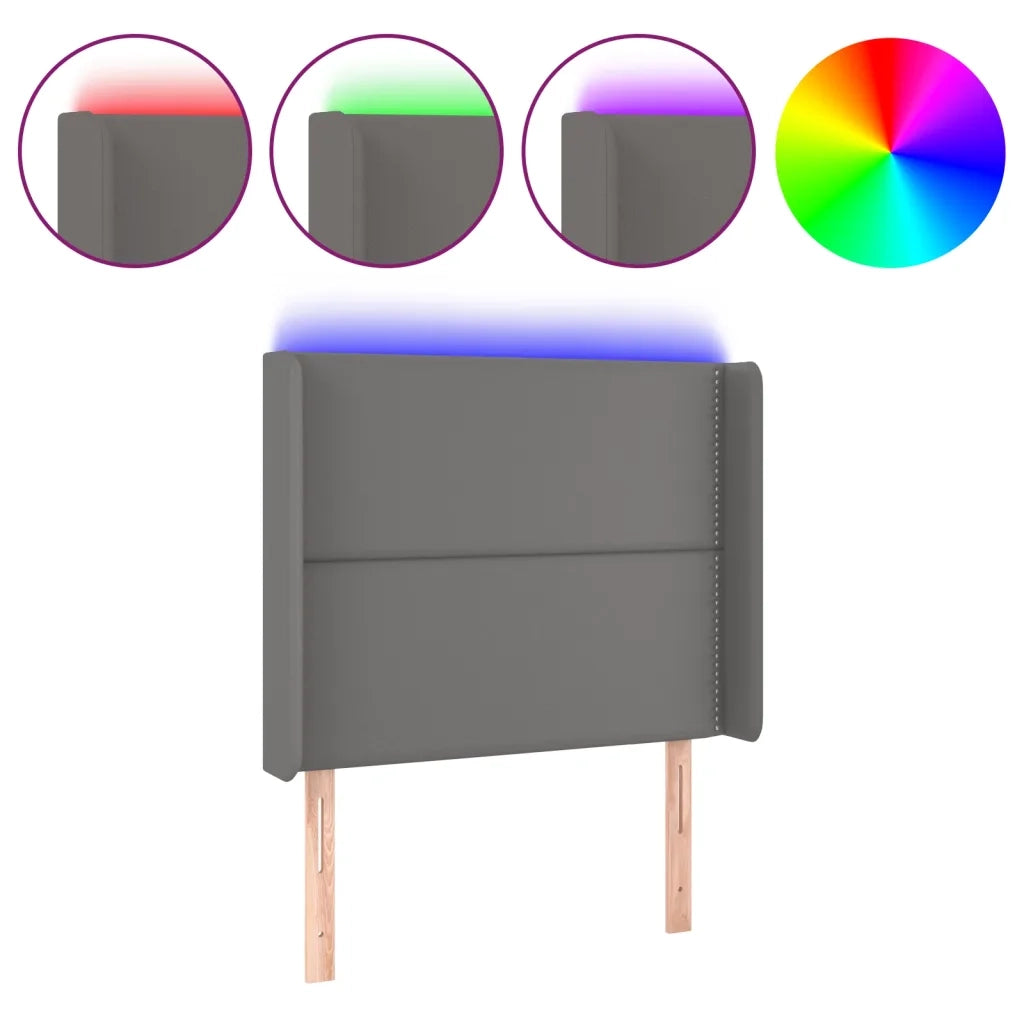 Testiera a LED-Testata con LED Grigio 103x16x118/128cm in Similpelle 355303