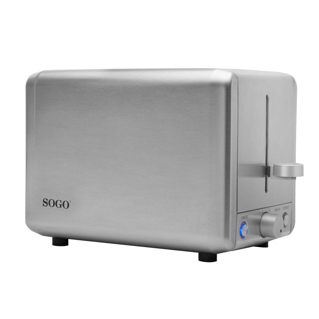 Tostapane elettrico 2 fette acciaio inox, controllo temperatura 7 livelli, scongelamento e riscaldamento 925W - SOGO