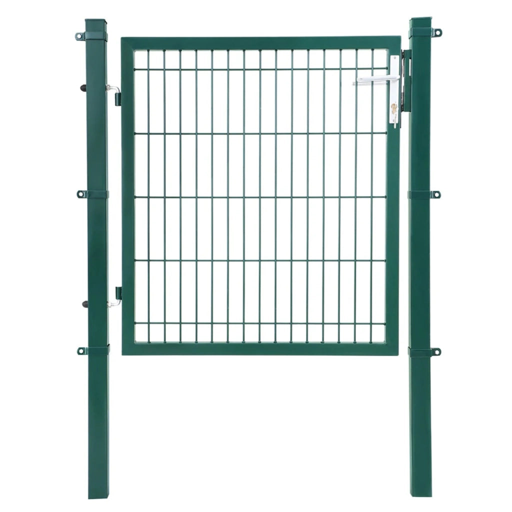 Cancello in rete cancello saldato robusto e durevole in acciaio zincato con serratura e chiavi dimensioni cancello: 106 x 100 cm dimensioni maglia: 50 x 200 mm verde 12_0001940