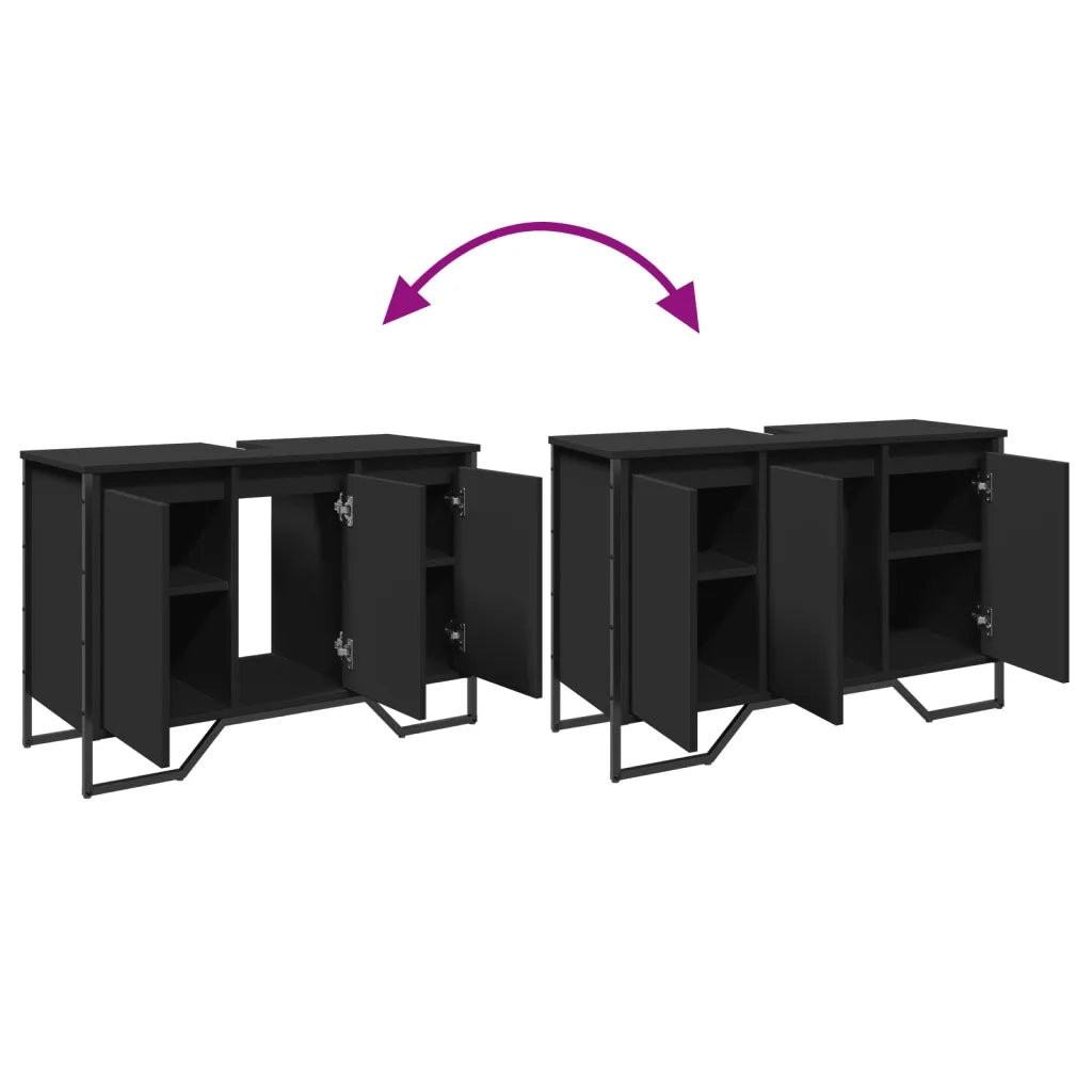 Mobile Lavabo | Armadio Lavabo Bagno Nero 91x35x60 cm in Truciolato