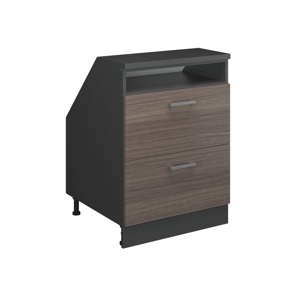 Mobile cucina sottotetto R-Line Grigio nobile/Antracite 60 cm con 2 cassetti, carcassa 60 cm profondità Vicco