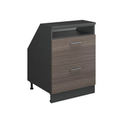Mobile cucina sottotetto R-Line Grigio nobile/Antracite 60 cm con 2 cassetti, carcassa 60 cm profondità Vicco
