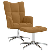 Poltrona Relax con Poggiapiedi Marrone in Velluto cod mxl 15048