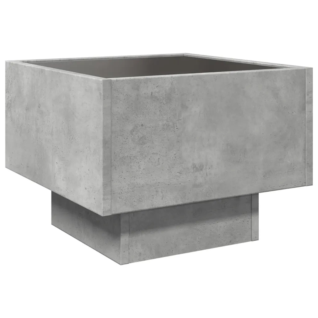 Comodino | Armadio da Notte | Mobiletto da notte con LED Infinity Grigio Cemento 40x40x30 cm
