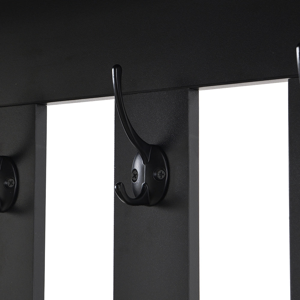 Portaabiti con panca imbottita - Xylo - H180/L100/P35 cm - Nero - Multifunzionale con porta scarpe e lavagna