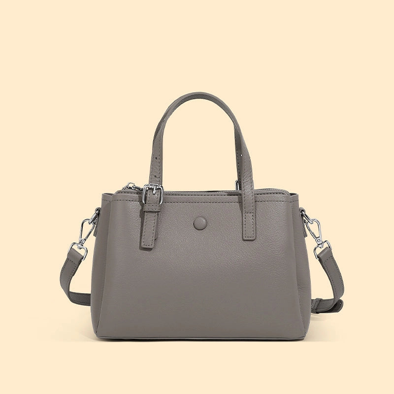 Borsa a tracolla da donna in vera pelle, grigia