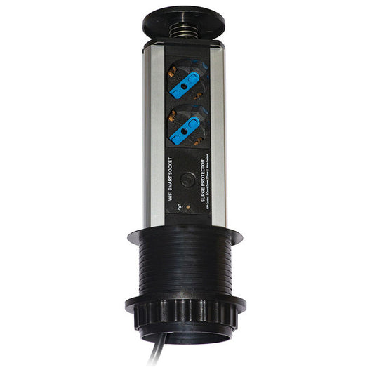 Link Multipresa Wireless da Tavolo a Scomparsa con 2 Porte Ita-Schuko Alloggiamento Alluminio Cavo 1.8mt