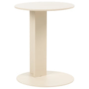 Tavolino da giardino in acciaio verniciato a polvere, resistente alle intemperie, rotondo, 40 cm, arredo da esterno, beige