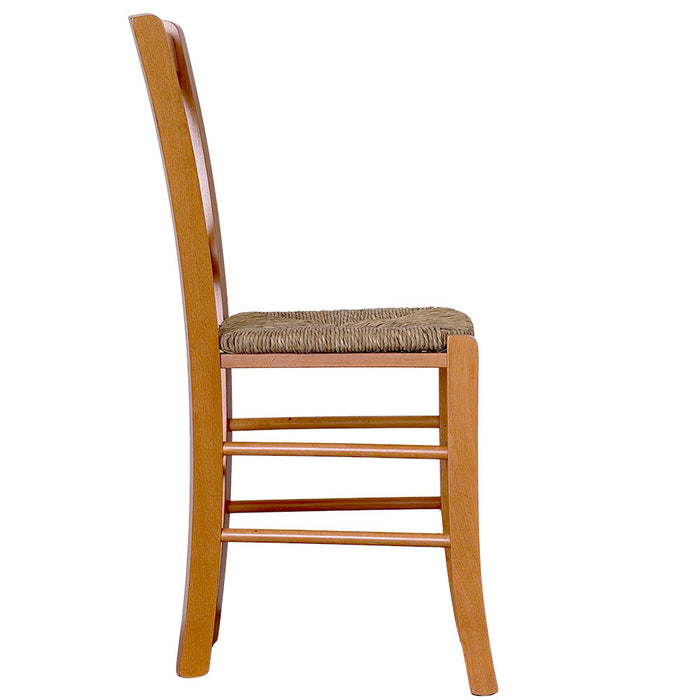 Sedia da sala da pranzo in legno venezia croce ciliegio con seduta in paglia