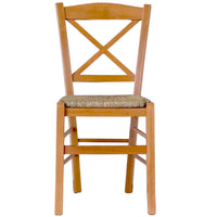 Sedia da sala da pranzo in legno venezia croce ciliegio con seduta in paglia