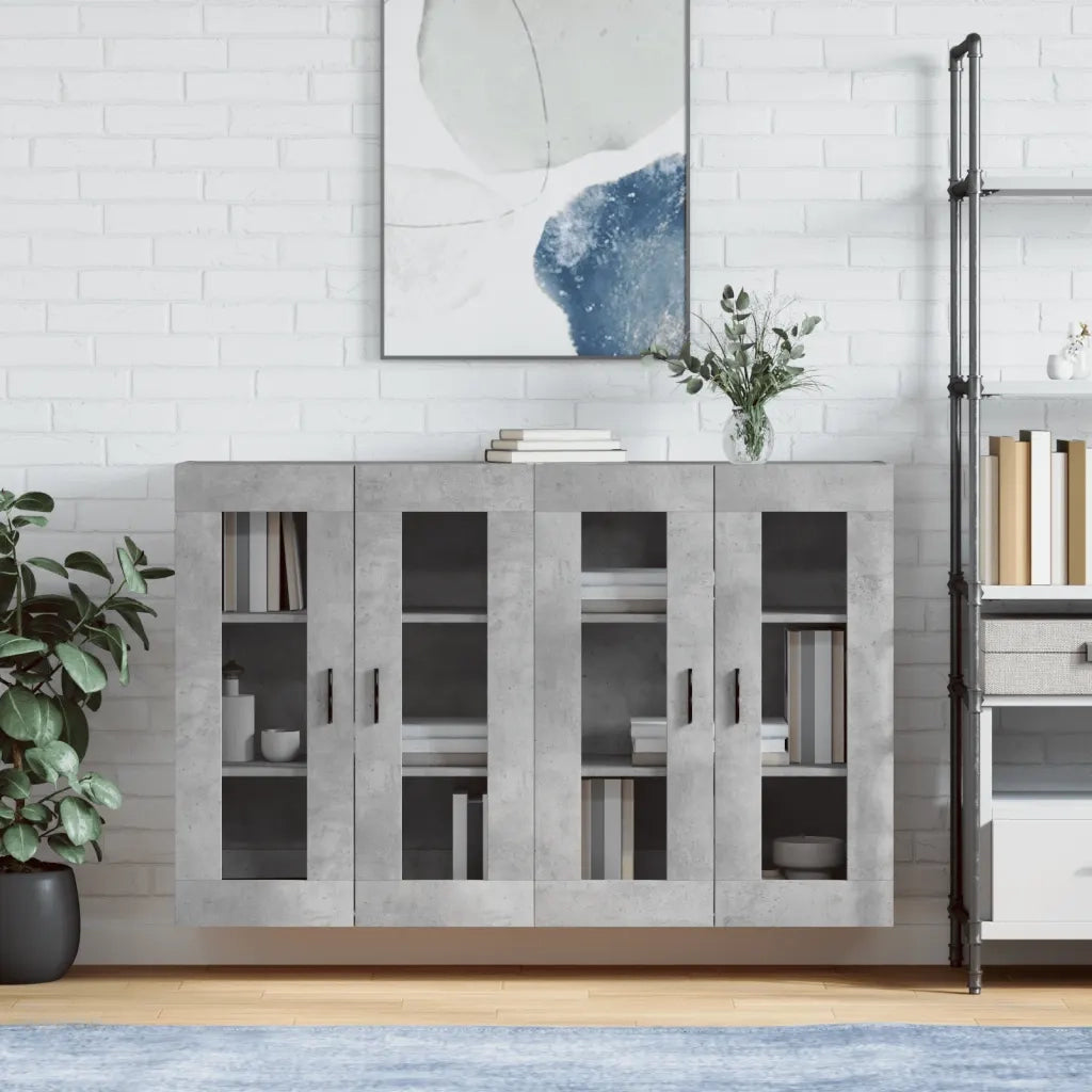 Armadietti a Parete 2 pz Grigio Cemento in Legno Multistratocod mxl 70131
