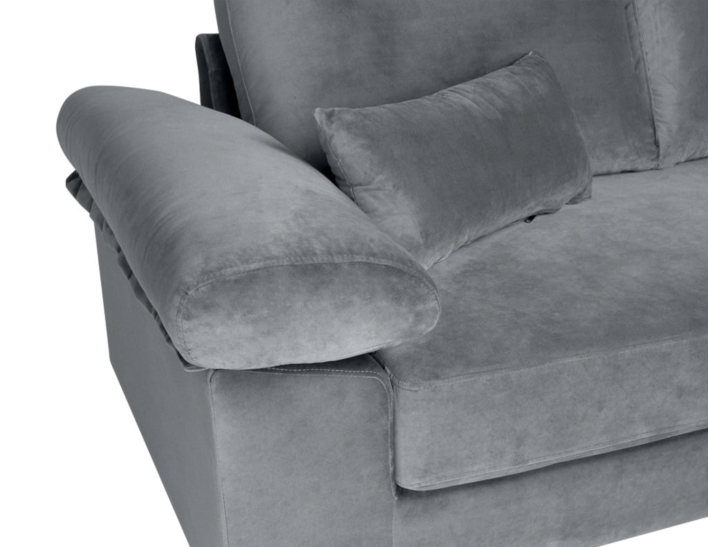 Divano angolare 3 posti con chaise longue destra velluto grigio - Washington - DI-WA01VLT-CLDX
