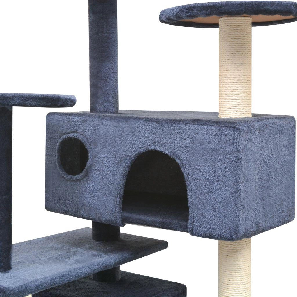 Tiragraffi albero per gatti cuccia per gatti giocattolo peluche sisal 125 cm blu scuro 3702227