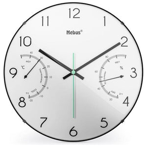 Mebus 16106 Quarz-Wanduhr Orologio al quarzo Rotondo Nero, Bianco