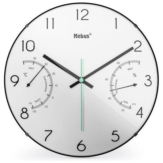 Mebus 16106 Quarz-Wanduhr Orologio al quarzo Rotondo Nero, Bianco