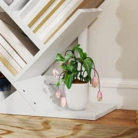 Libreria a Forma di Albero con 9 Ripiani e Sistema Anti-Ribaltamento per Soggiorno Camera da Letto 50x24x136 cm Bianco