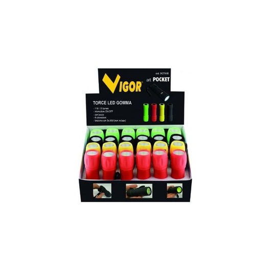 Vigor Espositore Torce Led Colori Assortiti 24 Pezzi