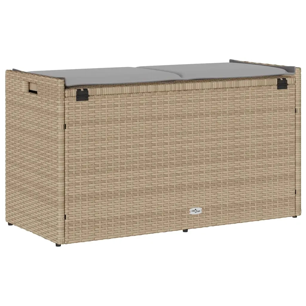 Cassapanca da Esterno con Cuscino Beige 100 cm in Polyrattan 4104063