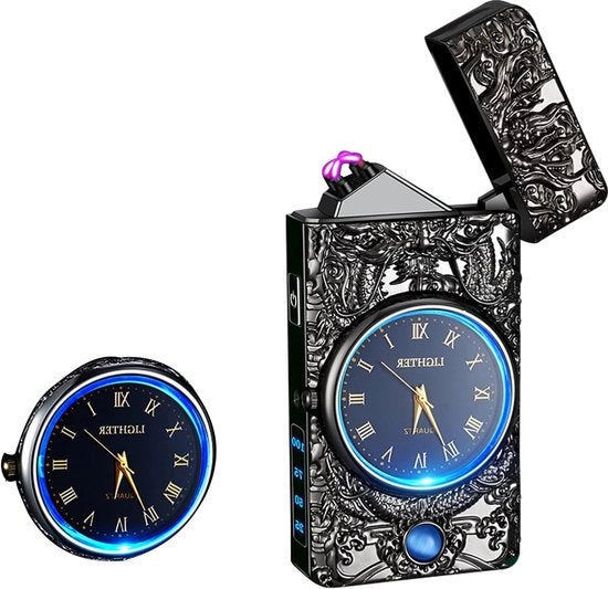 Aansteker a batteria USB con doppia antenne - Aansteker plasma per uomo e donna - Confezione regalo - Nero