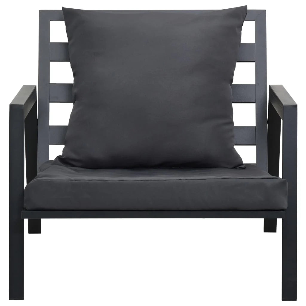 Set di mobili da giardino per esterni 4 pezzi con cuscini alluminio grigio scuro 02_0016078