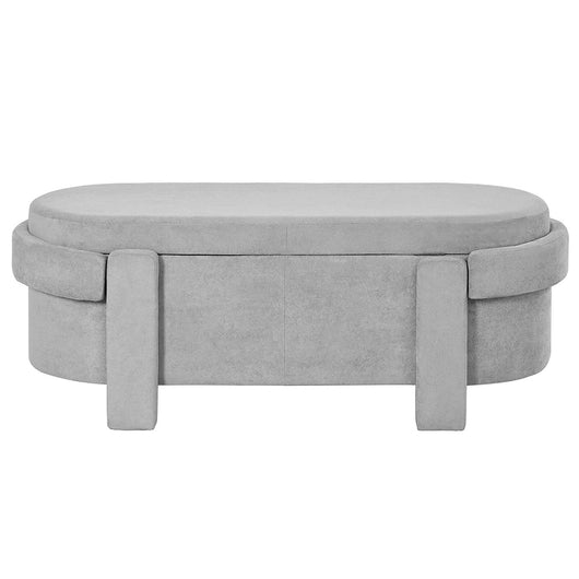 Panca con contenitore - Xylo - 121,5x49x44,5cm - Grigio - Rivestimento polare per soggiorno camera