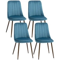 Sedie da Cucina Imbottite, Set 4 Pezzi in Poliestere e Acciaio, 47x55x86 cm, Blu