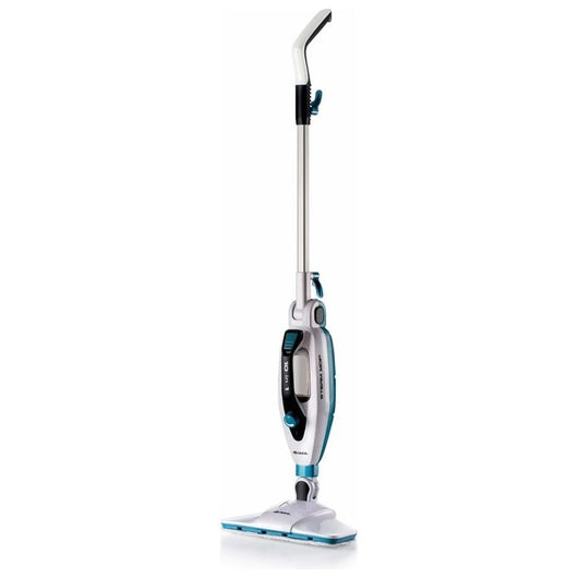 Ariete 4175 Steam Mop Foldable 10 in 1, Scopa a Vapore Pieghevole, 1500 Watt, 10 funzioni in 1, Kit accessori, Capacità 350 cc, Bianco/Azzurro
