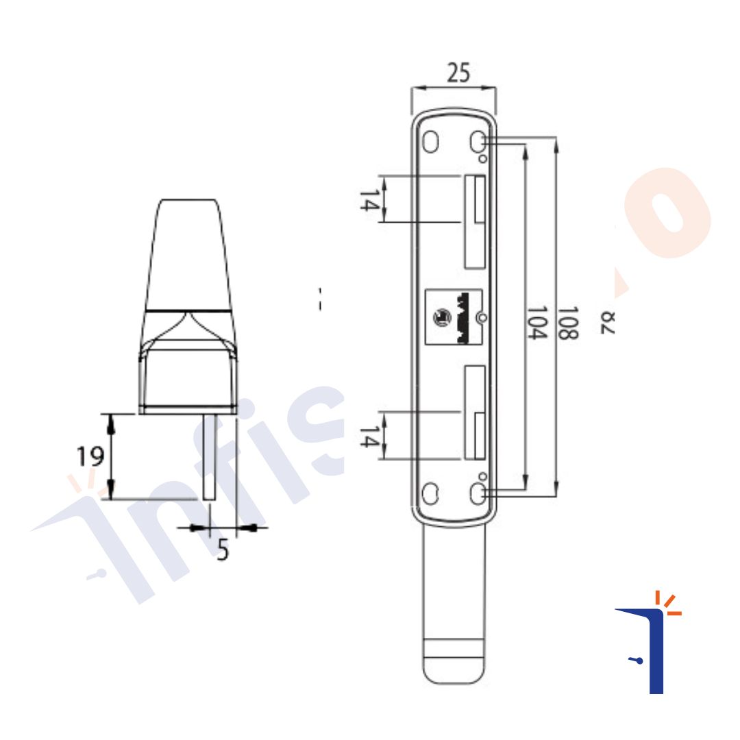 Maniglia cremonese Micro Lavaal per apertura esterna 04800