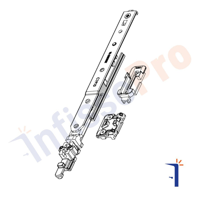 Braccio per anta ribalta T1 microventilazione per profili R40 04229 Giesse