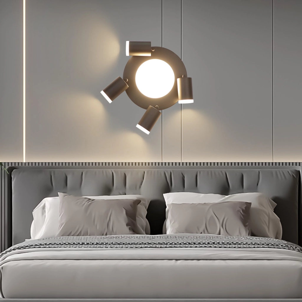 ZMH Faretto da soffitto 4 lampadine GU10 20W camera 3000k nero Girevole Orientabile metallo 350°