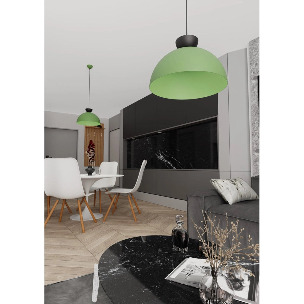 Lampada a sospensione Lunaro verde con dettagli nero opaco