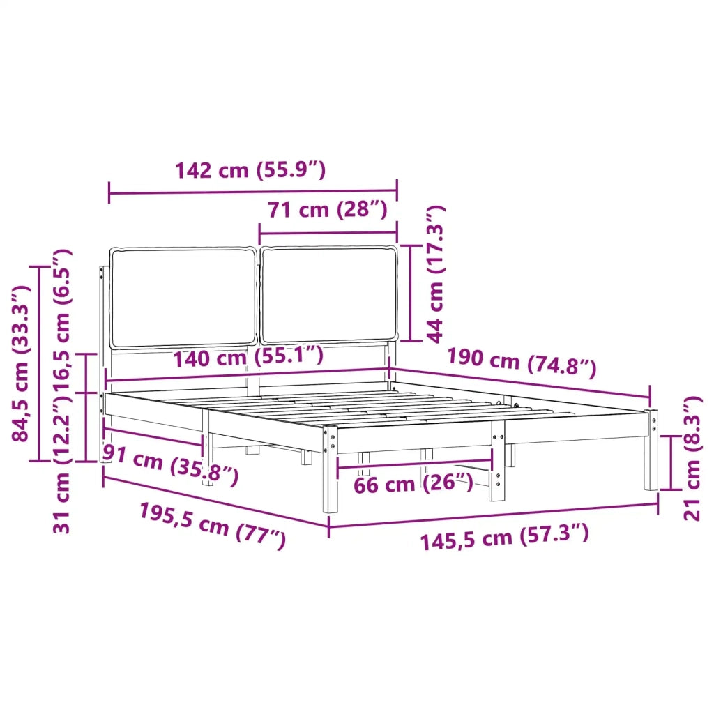 Letto con Testiera Rivestita Talpa 140 x 190 cm 877847
