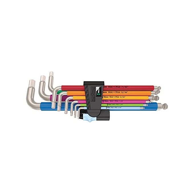 Wera 3950-9 Hex-Plus Multicolour Imperial Stainless Assortimento di Chiavi a L in Pollici Acciaio Inox 9 Pezzi