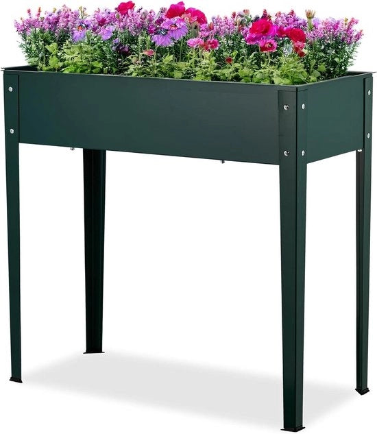Bacino per orto elevato con base a gambe con rivestimento a base di polvere - HBD: 80 x 85 x 40 cm - Verde